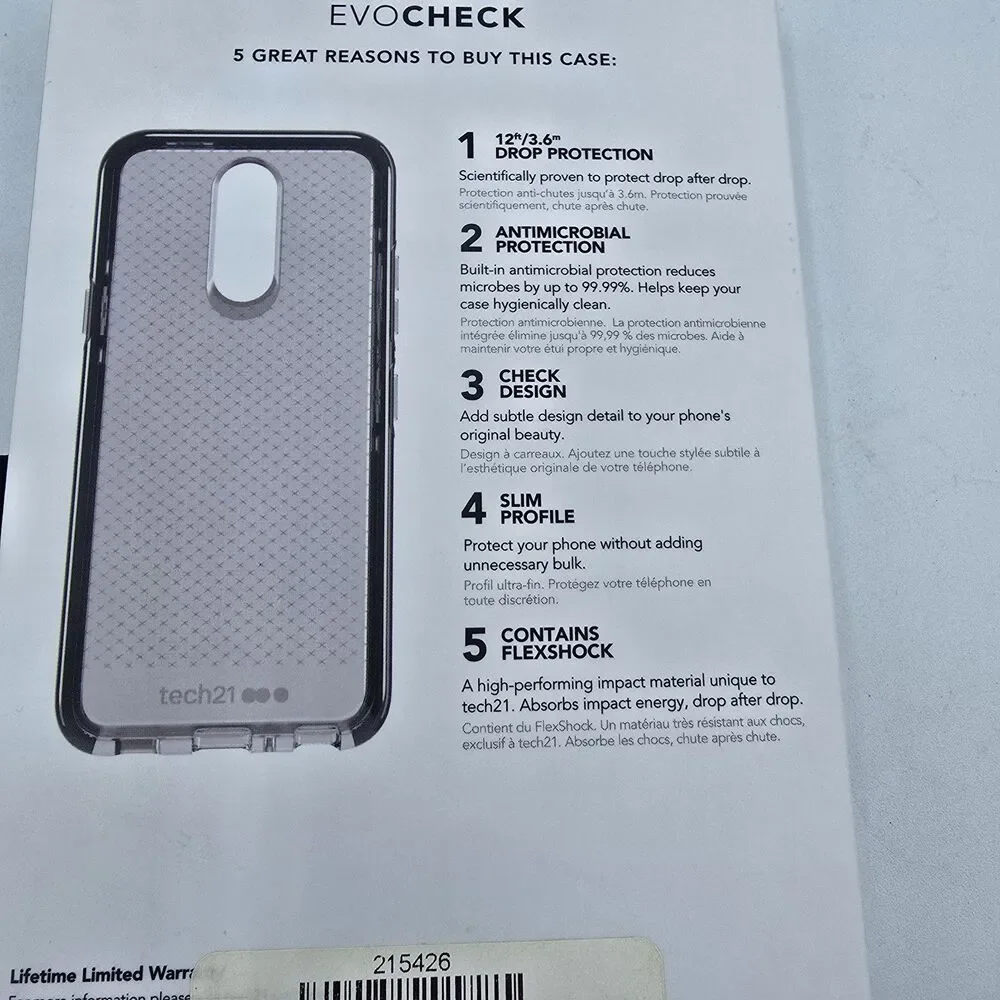 Tech 21 Evo Check Series Gel Case for LG K40 - Smokey Black